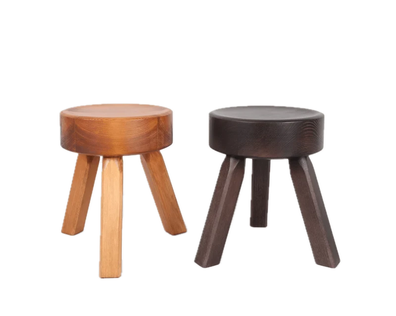 Tabouret rond en pin marron foncé 32,5 x 30,5 x 32,5 cm AML - Frama