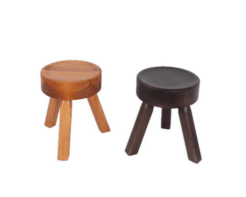 Tabouret rond en pin brun chaud 32,5 x 30,5 x 32,5 cm AML - Frama