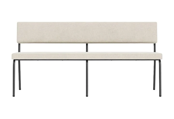Banc avec dossier 2 places en acier noir et tissu beige naturel Monday - Fest Amsterdam