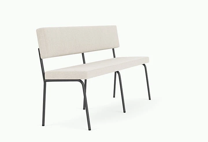 Banc avec dossier 2 places en acier noir et tissu beige naturel Monday - Fest Amsterdam