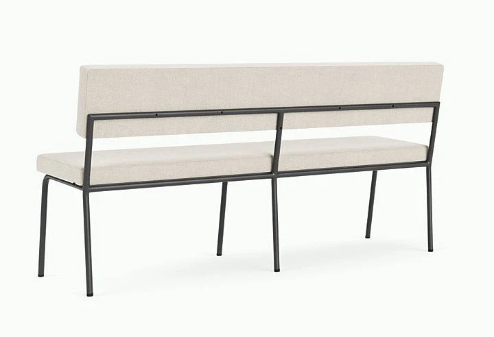 Banc avec dossier 2 places en acier noir et tissu beige naturel Monday - Fest Amsterdam