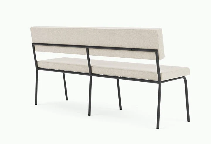 Banc avec dossier 2 places en acier noir et tissu beige naturel Monday - Fest Amsterdam