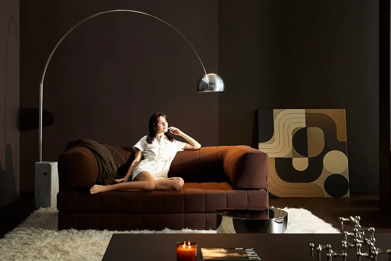 Canapé convertible en polyester recyclé marron 208x104x77cm Cozypad - Innovation living