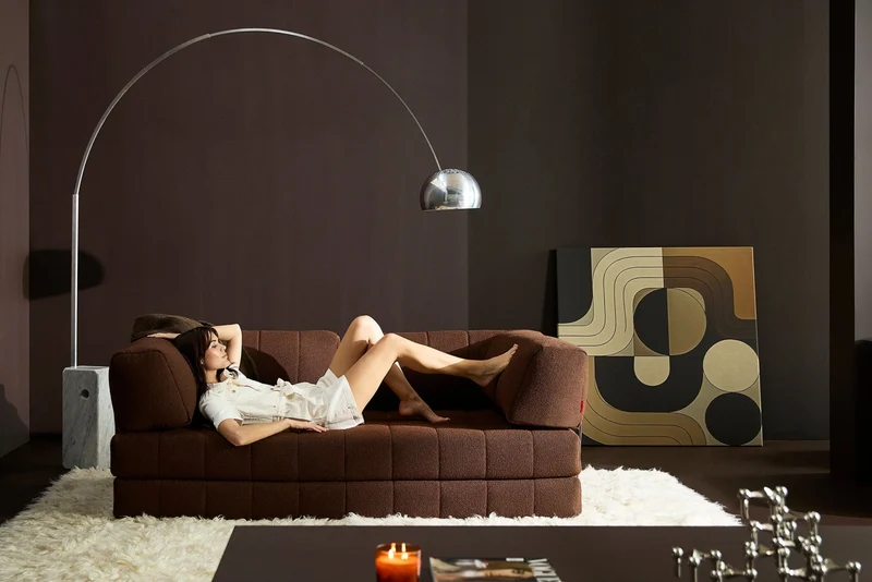 Canapé convertible en polyester recyclé marron 208x104x77cm Cozypad - Innovation living