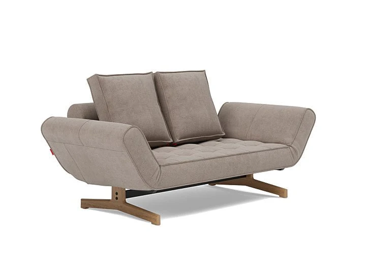 Lit de jour en polyester beige avec pieds en bois 178x68cm Ghia - Innovation Living