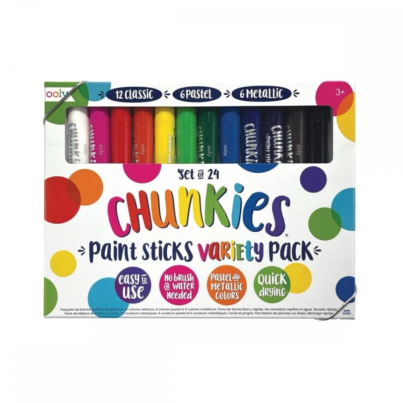 CHUNKIES PAINT STICKS - 24 VARIETY PACK WITH PASTEL COLOURS (3 YEARS+)