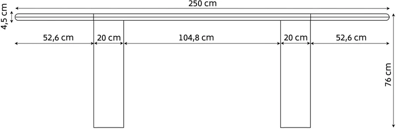Table en chêne 250x105cm Camden - Versmissen