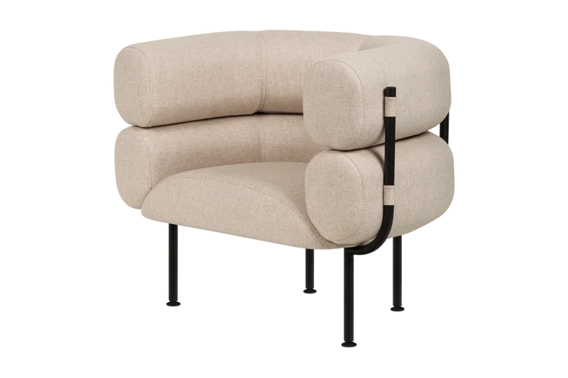 Fauteuil en acier et laine bouclé beige 71,2cm Ubi Mini - noo.ma