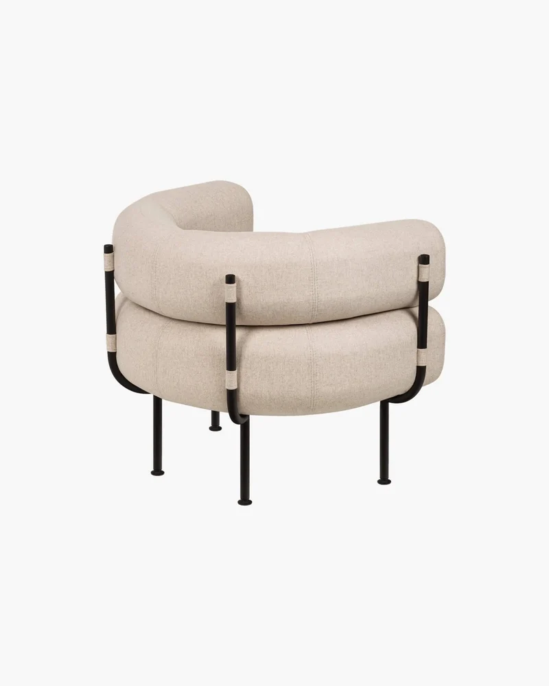 Fauteuil en acier et laine bouclé beige 71,2cm Ubi Mini - noo.ma
