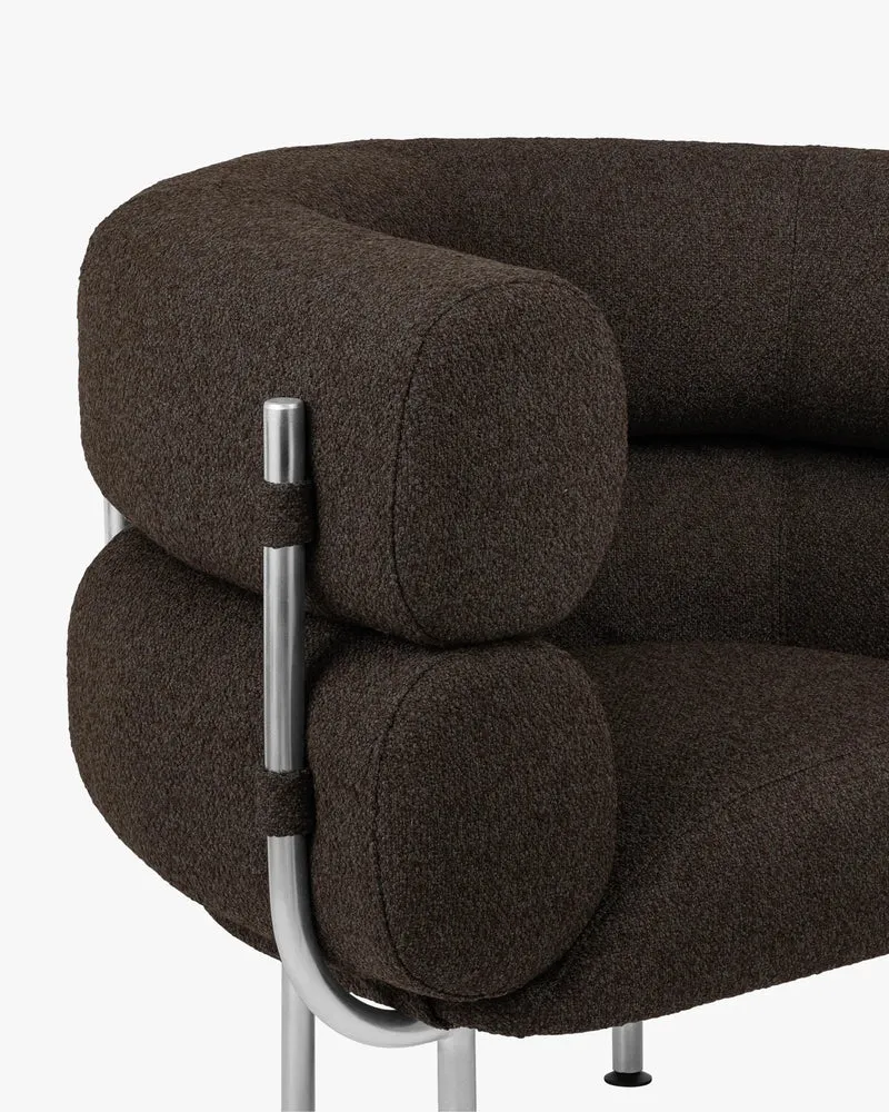 Fauteuil en acier et laine bouclé chocolat 71,2cm Ubi Mini - noo.ma