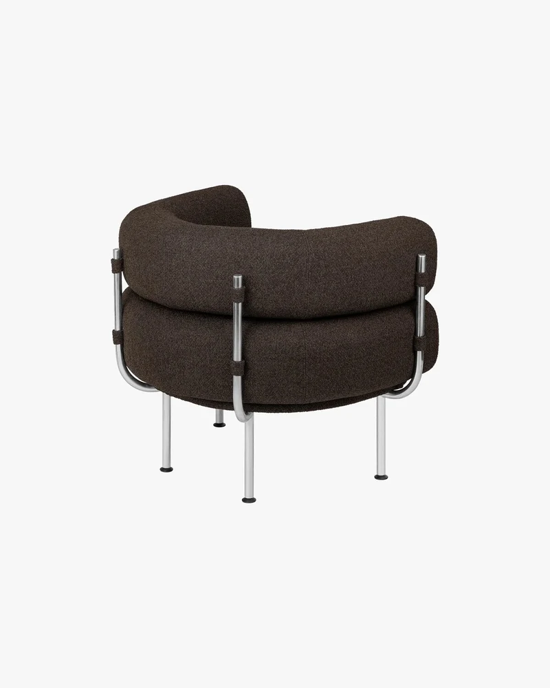 Fauteuil en acier et laine bouclé chocolat 71,2cm Ubi Mini - noo.ma