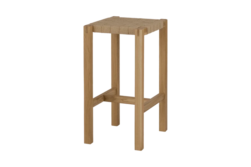 Tabouret de bar en chêne et coton 43x35x68cm Toli - Noo.ma