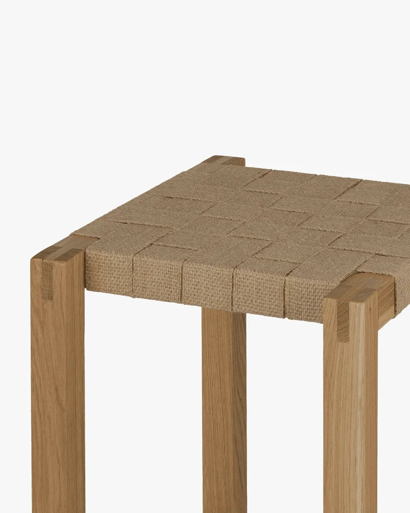 Tabouret de bar en chêne et coton 43x35x68cm Toli - Noo.ma