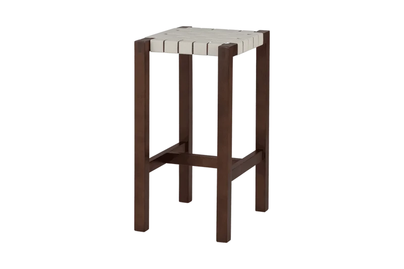 Tabouret de bar en hêtre et coton marron foncé 43x35x68cm Toli - Noo.ma