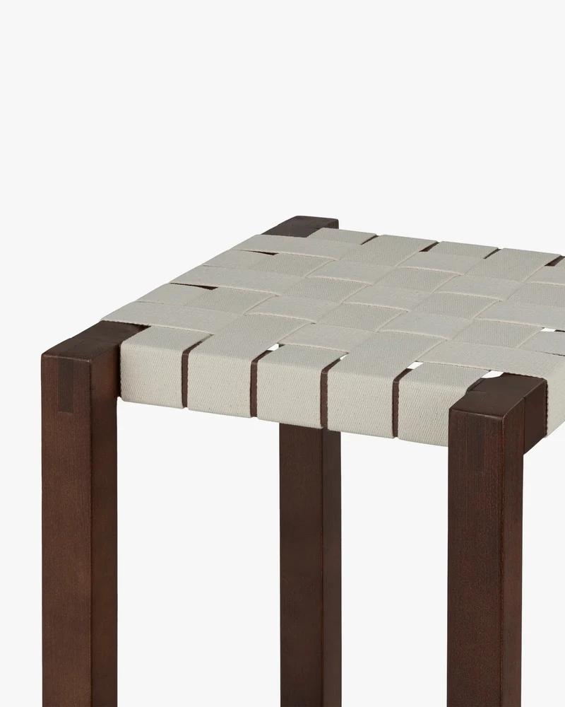 Tabouret de bar en hêtre et coton marron foncé 43x35x68cm Toli - Noo.ma