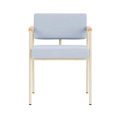 Chaise de salle à manger avec accoudoirs en acier beige et tissu bleu glacé Monday - Fest Amsterdam