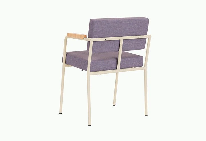 Chaise de salle à manger avec accoudoirs en acier beige et tissu violet Monday - Fest Amsterdam