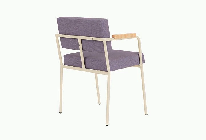 Chaise de salle à manger avec accoudoirs en acier beige et tissu violet Monday - Fest Amsterdam