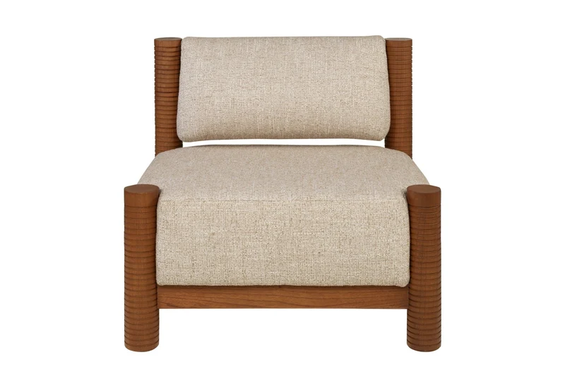 Fauteuil en tissu beige et bois mindi 80x70,5cm Mezze - Versmissen