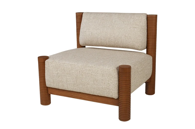 Fauteuil en tissu beige et bois mindi 80x70,5cm Mezze - Versmissen