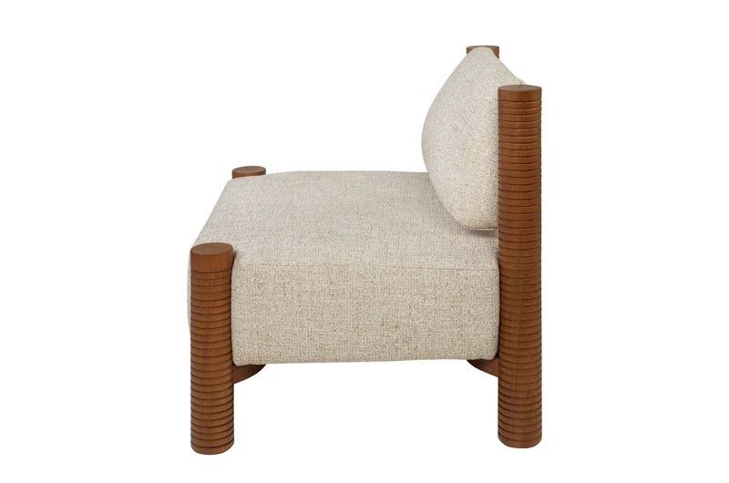 Fauteuil en tissu beige et bois mindi 80x70,5cm Mezze - Versmissen
