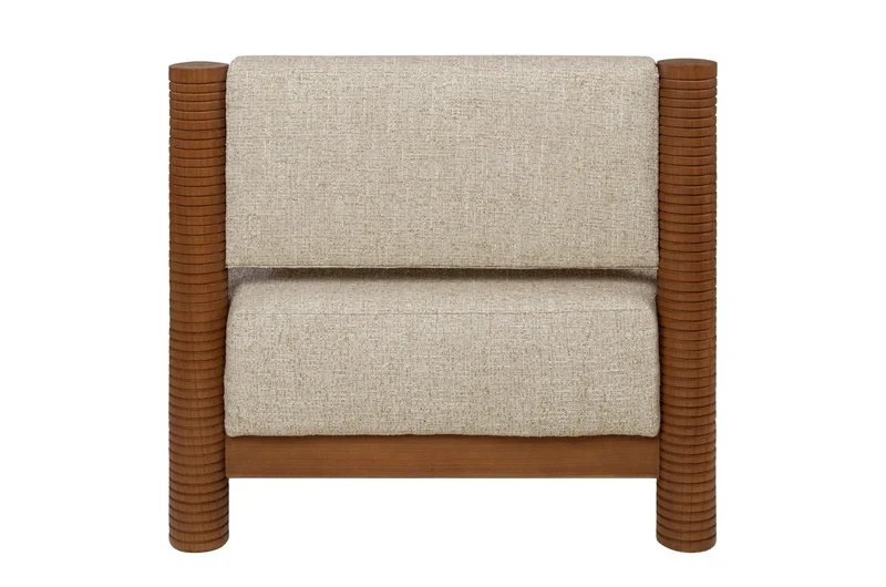Fauteuil en tissu beige et bois mindi 80x70,5cm Mezze - Versmissen
