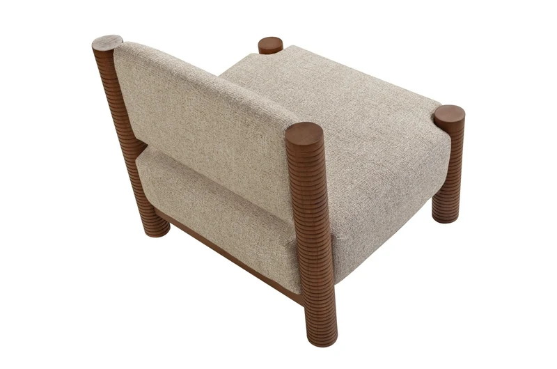 Fauteuil en tissu beige et bois mindi 80x70,5cm Mezze - Versmissen