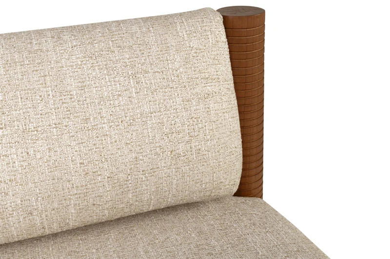 Fauteuil en tissu beige et bois mindi 80x70,5cm Mezze - Versmissen