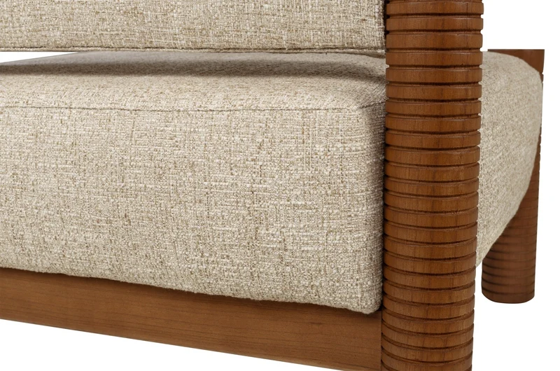 Fauteuil en tissu beige et bois mindi 80x70,5cm Mezze - Versmissen