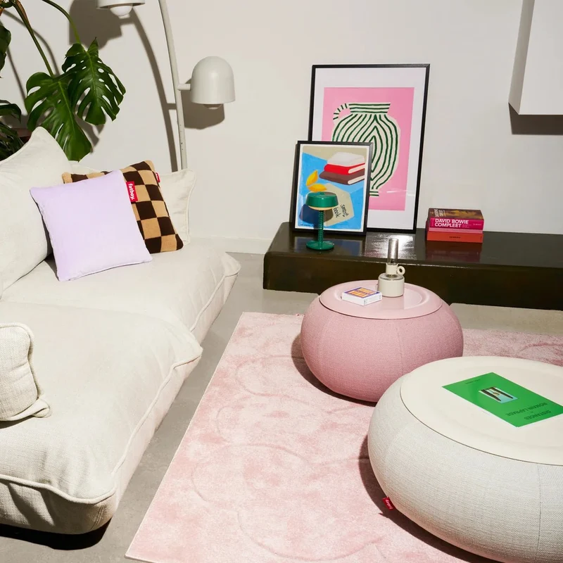 Table d'appoint en polyester et acier thermolaqué rose 87,5x35cm Dumpty - Fatboy