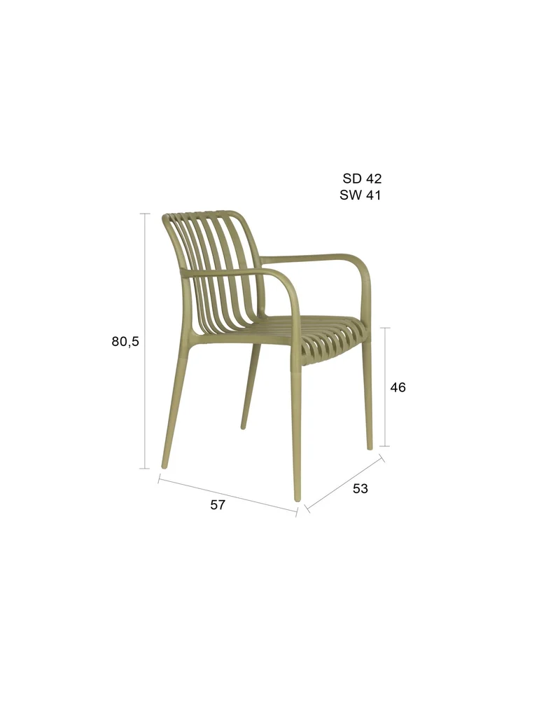 Chaise d'extérieur avec accoudoirs en plastique vert Cala - The Cool Republic