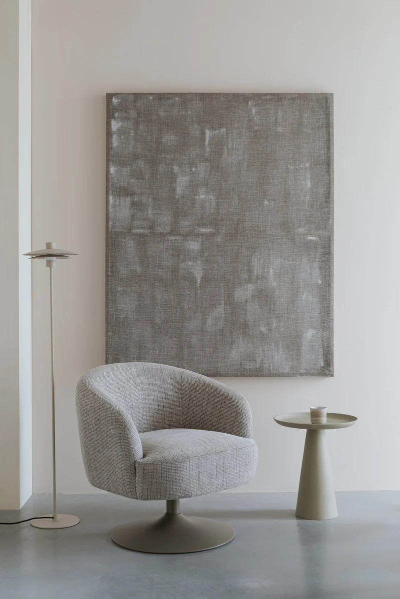 Fauteuil en tissu beige et acier marron Cassian - The Cool Republic