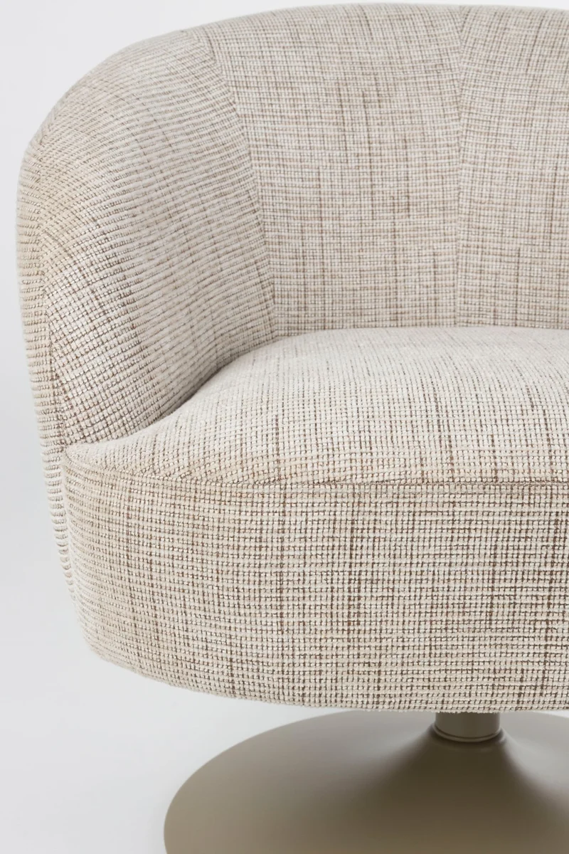 Fauteuil en tissu beige et acier marron Cassian - The Cool Republic