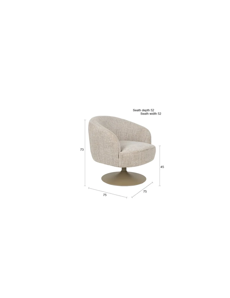 Fauteuil en tissu beige et acier marron Cassian - The Cool Republic