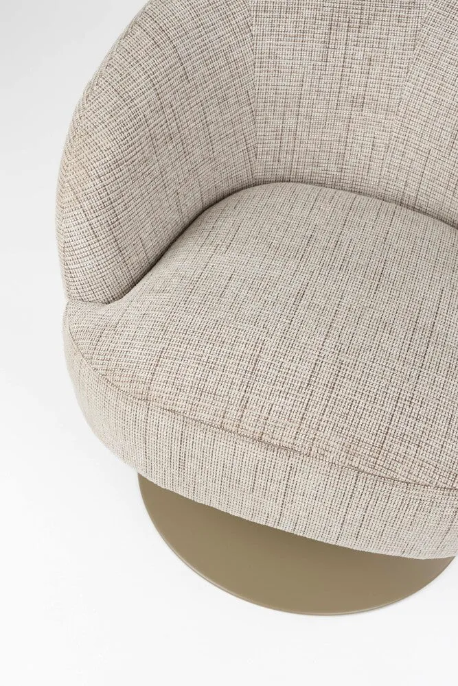 Fauteuil en tissu beige et acier marron Cassian - The Cool Republic
