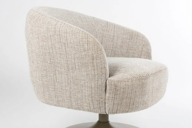 Fauteuil en tissu beige et acier marron Cassian - The Cool Republic