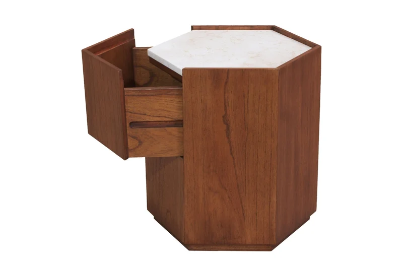 Table d'appoint en bois mindi et marbre crème 43,5x50x54cm Tomo - Versmissen