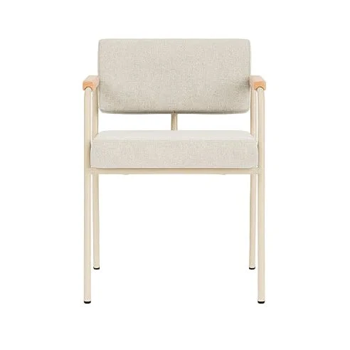 Chaise de salle à manger avec accoudoirs en acier beige et tissu beige naturel Monday - Fest Amsterdam