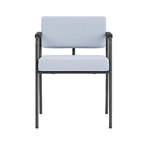 Chaise de salle à manger avec accoudoirs en acier noir et tissu bleu glacé Monday - Fest Amsterdam