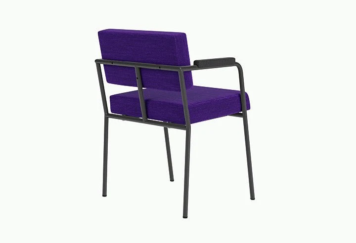 Chaise de salle à manger avec accoudoirs en acier noir et tissu violet Monday - Fest Amsterdam