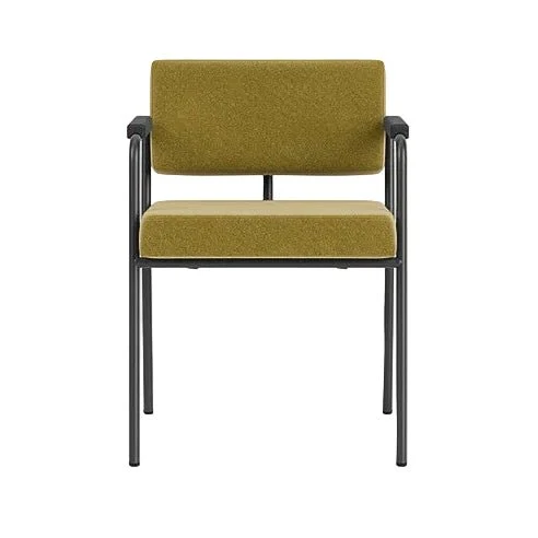 Chaise de salle à manger avec accoudoirs en acier noir et tissu vert pistache Monday - Fest Amsterdam