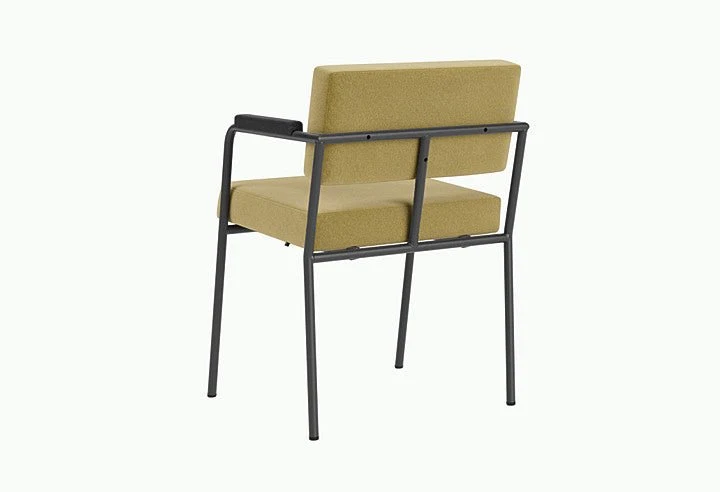 Chaise de salle à manger avec accoudoirs en acier noir et tissu vert pistache Monday - Fest Amsterdam