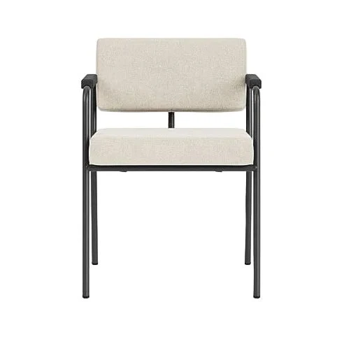 Chaise de salle à manger avec accoudoirs en acier noir et tissu beige naturel Monday - Fest Amsterdam