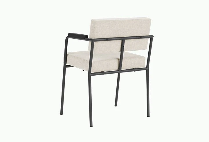 Chaise de salle à manger avec accoudoirs en acier noir et tissu beige naturel Monday - Fest Amsterdam