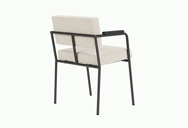 Chaise de salle à manger avec accoudoirs en acier noir et tissu beige naturel Monday - Fest Amsterdam