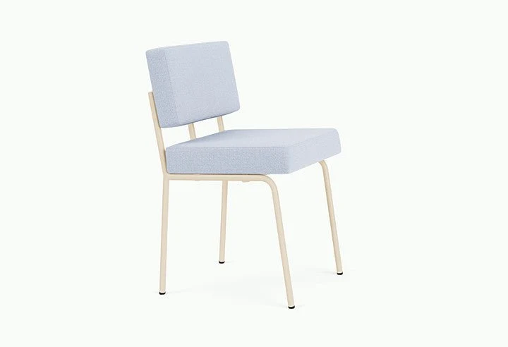 Chaise de salle à manger en acier beige et tissu bleu glacé Monday - Fest Amsterdam