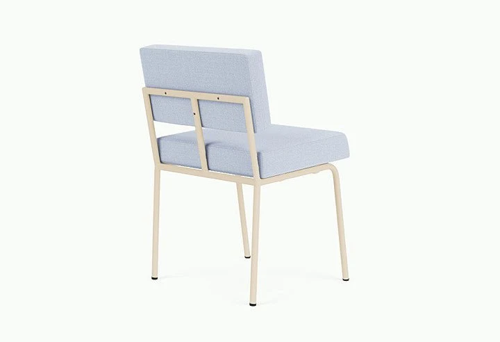 Chaise de salle à manger en acier beige et tissu bleu glacé Monday - Fest Amsterdam