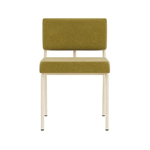 Chaise de salle à manger en acier beige et tissu vert pistache Monday - Fest Amsterdam