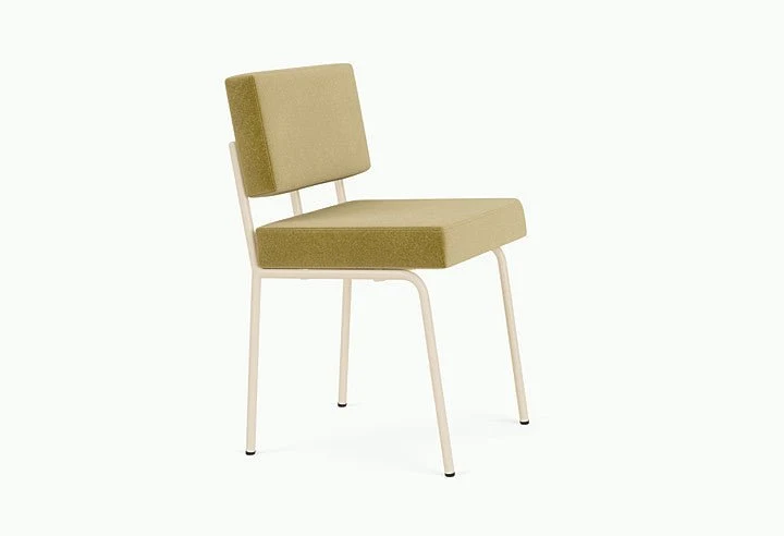 Chaise de salle à manger en acier beige et tissu vert pistache Monday - Fest Amsterdam