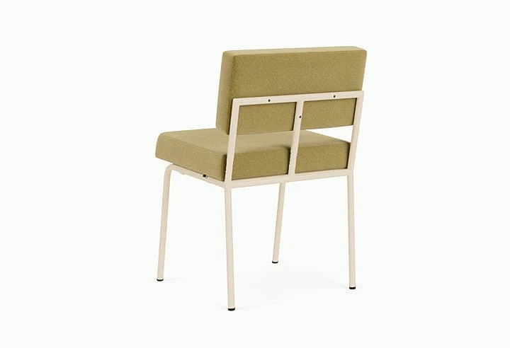 Chaise de salle à manger en acier beige et tissu vert pistache Monday - Fest Amsterdam